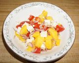 A picture of step 3 of Beer-Battered Fried Shrimp with Mango and Goat Cheese Salad.