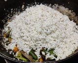 A picture of step 2 of Maharashtrian style masala bhaat.