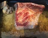 A picture of step 1 of California Farm Brisket for Passover with Dates, Mushrooms and Potato Kugel.