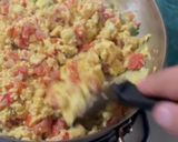 A picture of step 6 of Mexican Sunrise: Eggs with Serrano Pepper, Red Onion, and Tomato.