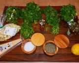A picture of step 1 of Mike's Garlic Parsley Cilantro Pesto.