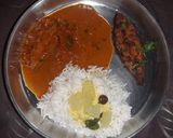 A picture of step 16 of Fish thali - Rice with Fish curry, fish fry, and spiced buttermilk.