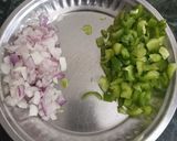 A picture of step 1 of Schezwan rice.