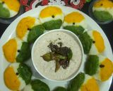A picture of step 4 of Tiranga Idli.