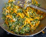 A picture of step 3 of Carrot and Beans Toran.