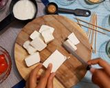 A picture of step 1 of Paneer shashlik tikka.