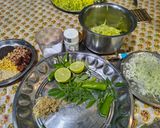 A picture of step 2 of Rice is Nice Mango and Amla Rice with side dish vegetable Avial.