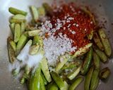 A picture of step 2 of Tendli pickle (ivy gourd).