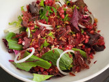 Salad with crispy Iberian ham and pomegranate
