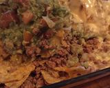 A picture of step 7 of Nachos with Ground Beef, Cheeses, and Guacamole.