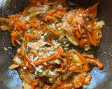 A picture of step 4 of Kimchi Fried Rice.