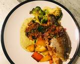 SeaBass on a Smoked Paprika and Chives Mixed Fried Potatoes with Thyme and Vinegar Garden Peas Purée recipe step 4 photo