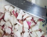 A picture of step 1 of Patoun waali Shaljum (Turnip with leaves).