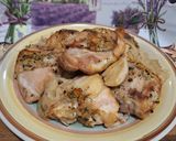 Zöldborsófőzelék, 🫛 sült csirkecombbal🧅🥓🍗🧄 recept fázis 5 fotója