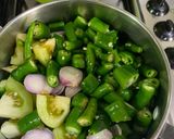 A picture of step 1 of Indonesian Padang Style Green Chillies.
