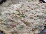 Tarta de cebolla, puerros y panceta