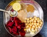 A picture of step 3 of Beetroot Hummus.