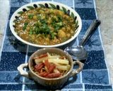 A picture of step 3 of Daal kachori with aloo bhaji +gajar moli ka pani wala achar.