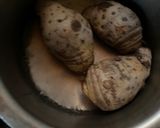 A picture of step 1 of Dabi Arvi ka Salan Lucknowi style (Colocasia curry).