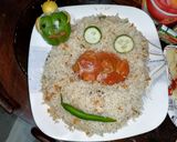 A picture of step 2 of Chinese with shashlic sticks.