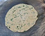 A picture of step 3 of Kothmir paratha.