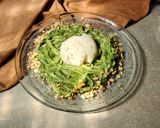 Foto del paso 9 de la receta: 🍝Fideos en salsa de espinaca, ajo y queso crema con castañas de cajú y (falso) huevo poché 🍝