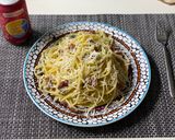 A picture of step 6 of Pasta Carbonara.
