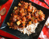Foto del paso 3 de la receta: Arroz integral con pisto de berenjena y calabacín