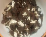A picture of step 2 of No bake Oreo Cheesecake.