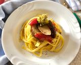 A picture of step 6 of Fettuccine with Piccadilly Tomatoes, Porcini Mushrooms, and Sicilian Broccoli.