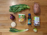 Sweet potato and coconut green thai curry soup