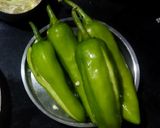 A picture of step 1 of Bharva Sev Mirchi.