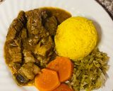 A picture of step 3 of Amasi Beef stew.