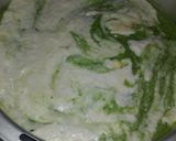 A picture of step 4 of Tri color dhokla.