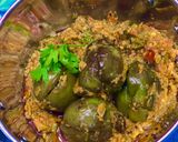 A picture of step 8 of Bharwan baingan bharli vangi ennegayi gutti vankaya stuffed eggplant.