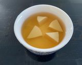 A picture of step 1 of Egg Tofu with Clear Soup.