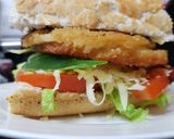 A picture of step 3 of My Cordon Bleu Sandwich 😁.