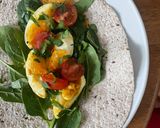 A picture of step 3 of Fridge raid curried egg wrap.
