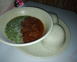 A picture of step 5 of Tuwon shinkafa and okro soup.