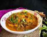 A picture of step 5 of Kathal Korma (Green Jackfruit Curry).