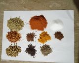 A picture of step 1 of Achar gosht with homemade masala.