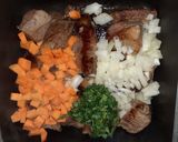 A picture of step 1 of Beef Stew with Potatoes and Peas.