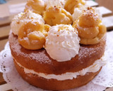 Foto del paso 16 de la receta: Tarta de nueces y nata con profiteroles cubiertos de toffee