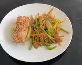 A picture of step 4 of Salmon Avocado Mustard With Fancy Veggies.