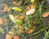 A picture of step 1 of King Prawns with samphire & lemon butter glaze.