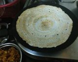 A picture of step 4 of Sambhar dosa with chutney.
