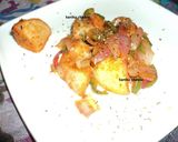 A picture of step 3 of Tadka idli.