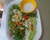 A picture of step 6 of Vegetable salad with yoghurt dressing. # Eastercontest#.