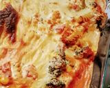 A picture of step 5 of Cheesy-topped vegan pasta bake.