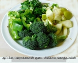 பச்சை காய்கறிகள் சாலட், பூண்டு  தேன் சோய் சாஸ் ட்ரெஸ்ஸிங் ரெசிபி ஸ்டேப் 1 புகைப்படம்